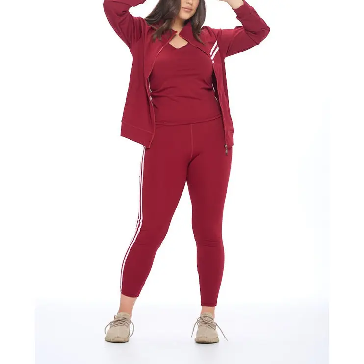 Shorty Top and Legging Track Set (3 piece)  - Burgundy