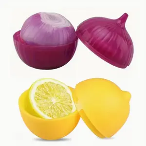 2-Pack Lemon & Onion Shaped Food Storage Containers, BPA-Free Plastic, Flip-Top Design, Freezer Safe, Hand Wash Only, Kitchen Fresh-Keeping Box
