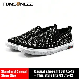 Studded Slip-On Loafers for Men, Black Street Style Casual Shoes, Easy On-Off Daily Wear penny