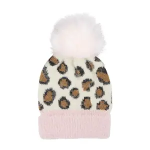 Ivory Fuzzy Leopard Beanie