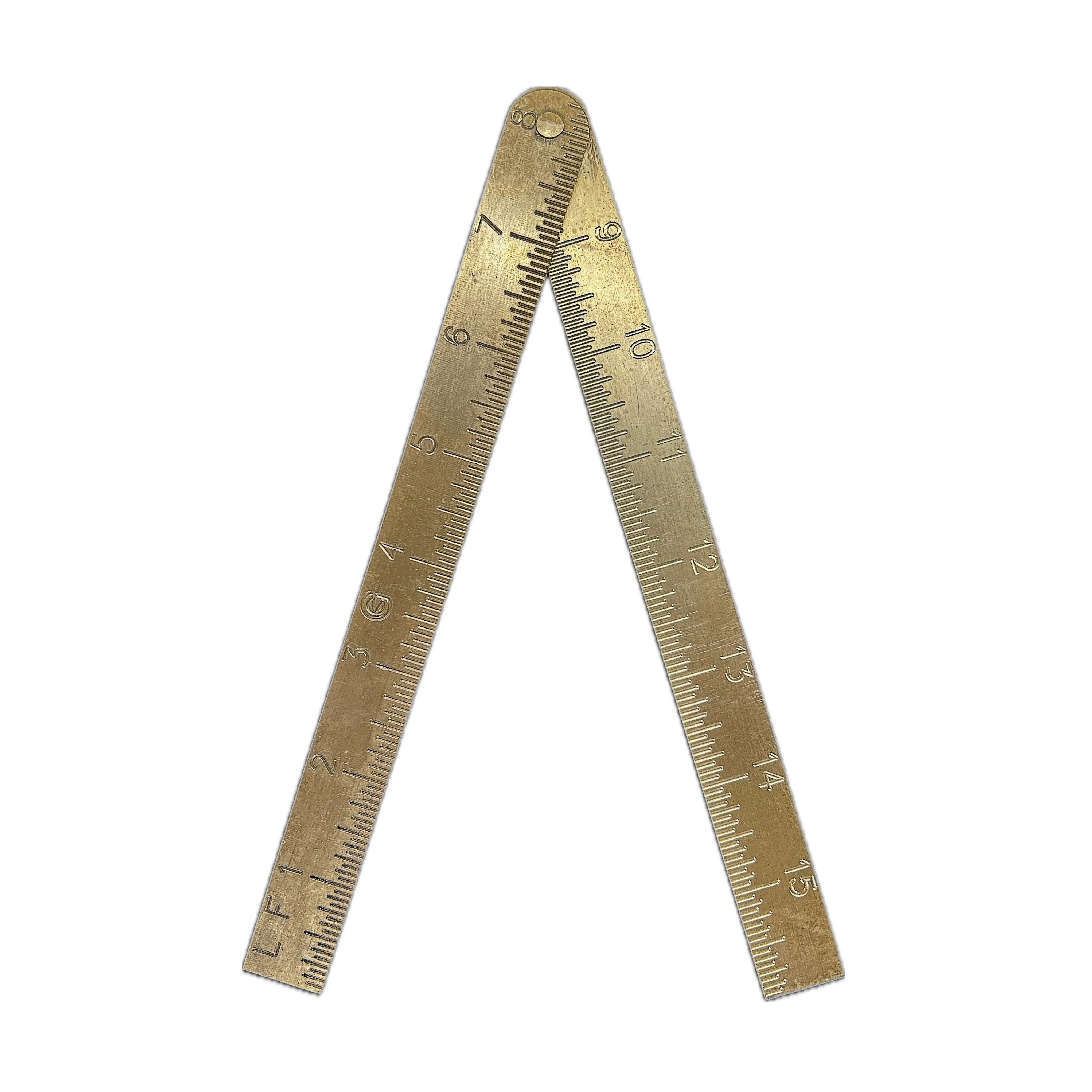 Cody Gregory 16" Folding Brass Pocket Ruler - Double-Sided R/H & L/H Markings for Accurate Measurements - Compact Design for Easy Carrying