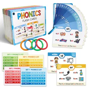 Phonics Flash Card Set, 65 Sheets 118 Sets Spelling Learning Word List, Vocabulary Flashcards, Vocabulary Building Aids for Pronouncing Rhyming Words