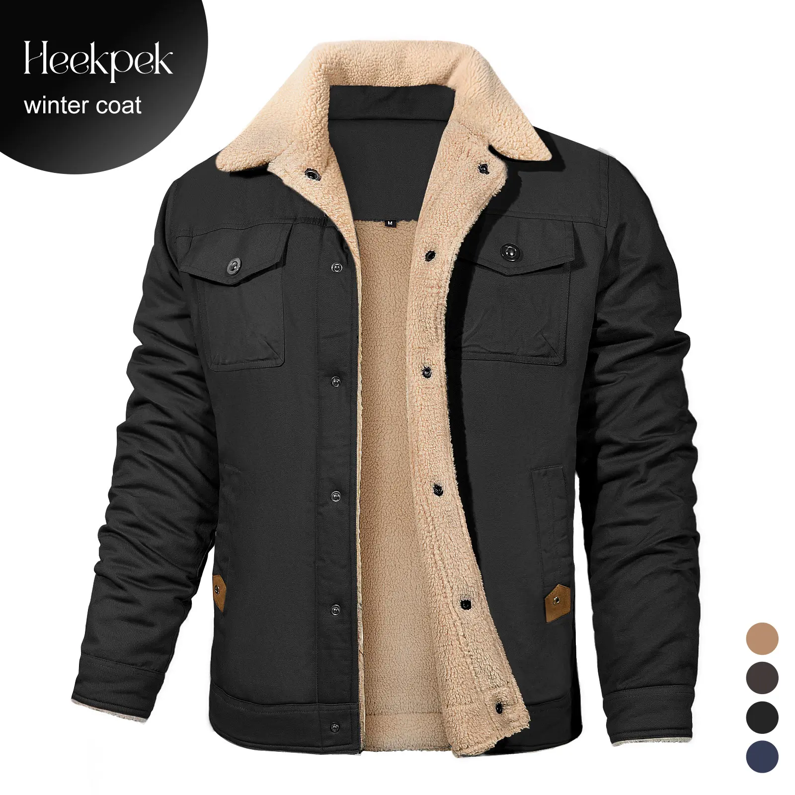 【Off-Season Clearance】Men's Winter Drake Jacket Sherpa Lined Original Jacket Warm Trucker Coat Multi Pocket Casual Collared Menswear Tops Cotton Fleece Long Sleeve  Outdoorfun