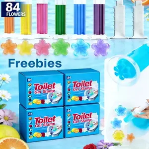 6 Pack Toilet Gel Stamp, 84 Stamps 6 Kinds Of Scent Toilet Bowl Cleaner Gel, 72 hoursLong-Lasting Flowers Shaped Bathroom Freshener, Keeps Toilet Fresh Fragrant and Clean，Bathroom and kitchen cleaning products，Deodorizing Toilet Gel