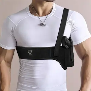 Unisex Low Profile Concealed Carry Crossbody Shoulder Holster - Soft Neoprene, Adjustable Straps, Quick Access, Snug Hold, Deep Concealment, Fits S&W, Ruger, Sig Compact Handguns & Belts