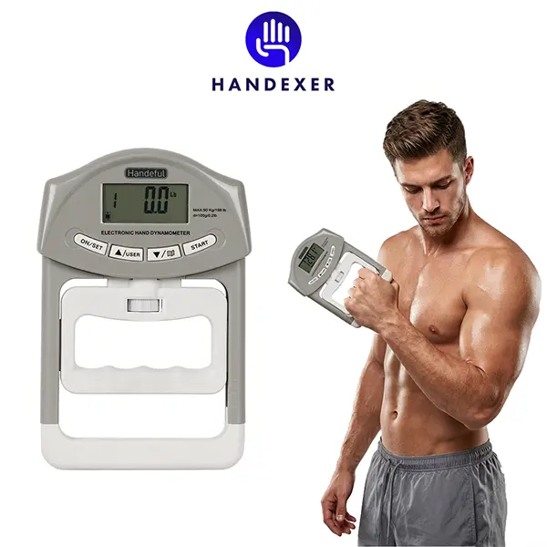 Handexer Digital Hand Dynamometer 198lb/90kg - Grip Strength Tester & Adjustable Hand Grip Strengthener with LCD Display - Hand Grip Trainer for Sports, Strength Training, Physical Therapy, Rehab, Home Gym Workout & Grip Challenge, DealsForYouDays