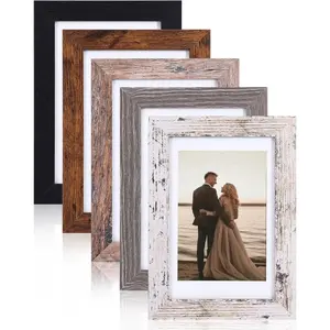 5x7 Picture Frame Set of 5, Vintage Multicolour Photo Frames with Tempered Glass, Decorative Art for Wall Hanging and Tabletop Placement, Display 4x6 with Mat or 5x7 Without Mat