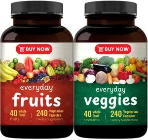 Fruit and Veggies Supplement – 40 Whole Fruits & Vegetables Blend | 480 Vegetarian Capsules | Daily Superfood Formula with Vitamins & Minerals | Non-GMO