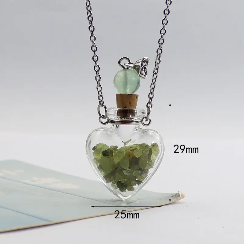 Green fluorite heart shaped glass neckla