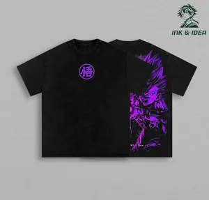 Gohan DBZ Vintage Washed T-Shirt, DBZ Anime Oversized Graphic Tee, Saiyan Streetwear Heavy Cotton Shirt, Purple Anime Fan Gift