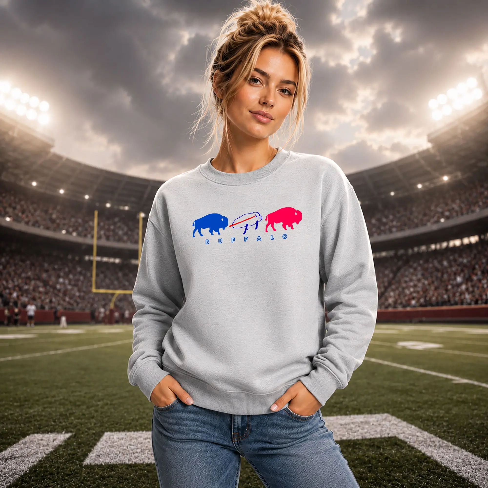 Vintage Buffalo Football Sweatshirt, Buffalo Silhouette Game Day Crewneck, Football Fan Gift