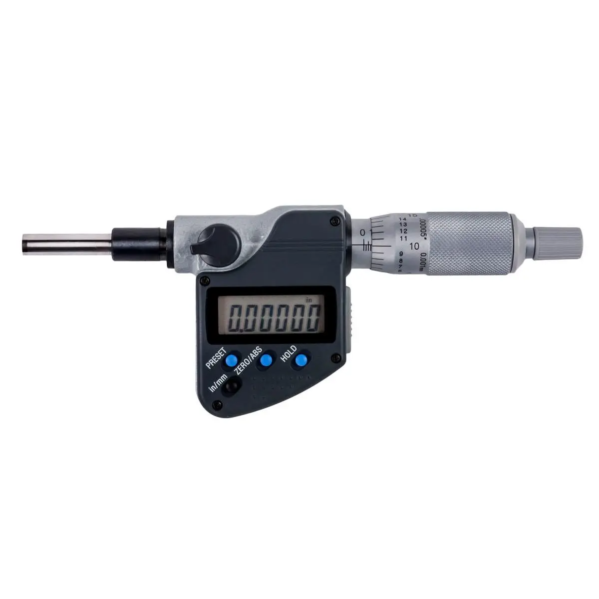 Mitutoyo 350-351-30 Digital Display Measuring Micrometer Head - Measuring Instrument with 0-1"/ 25.4 Mm Inch/Metric Range, Plain Stem, Flat Carbide Tip Spindle, 2 Presets for Office Precision Conversion Tasks, Model": "350-351-30