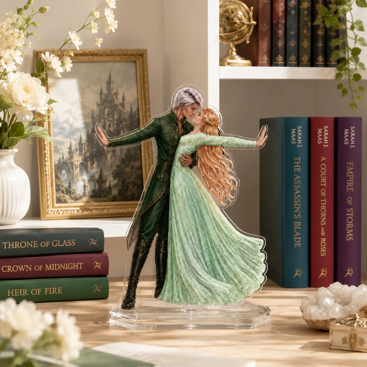 Royal Romance Acrylic Standee, 2D Dancing Fantasy Couple Figurine, Aesthetic Bookshelf Decor