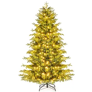 COSTWAY - Artificial Christmas Tree with LED Lights and PVC Mixed Branch Tips-6