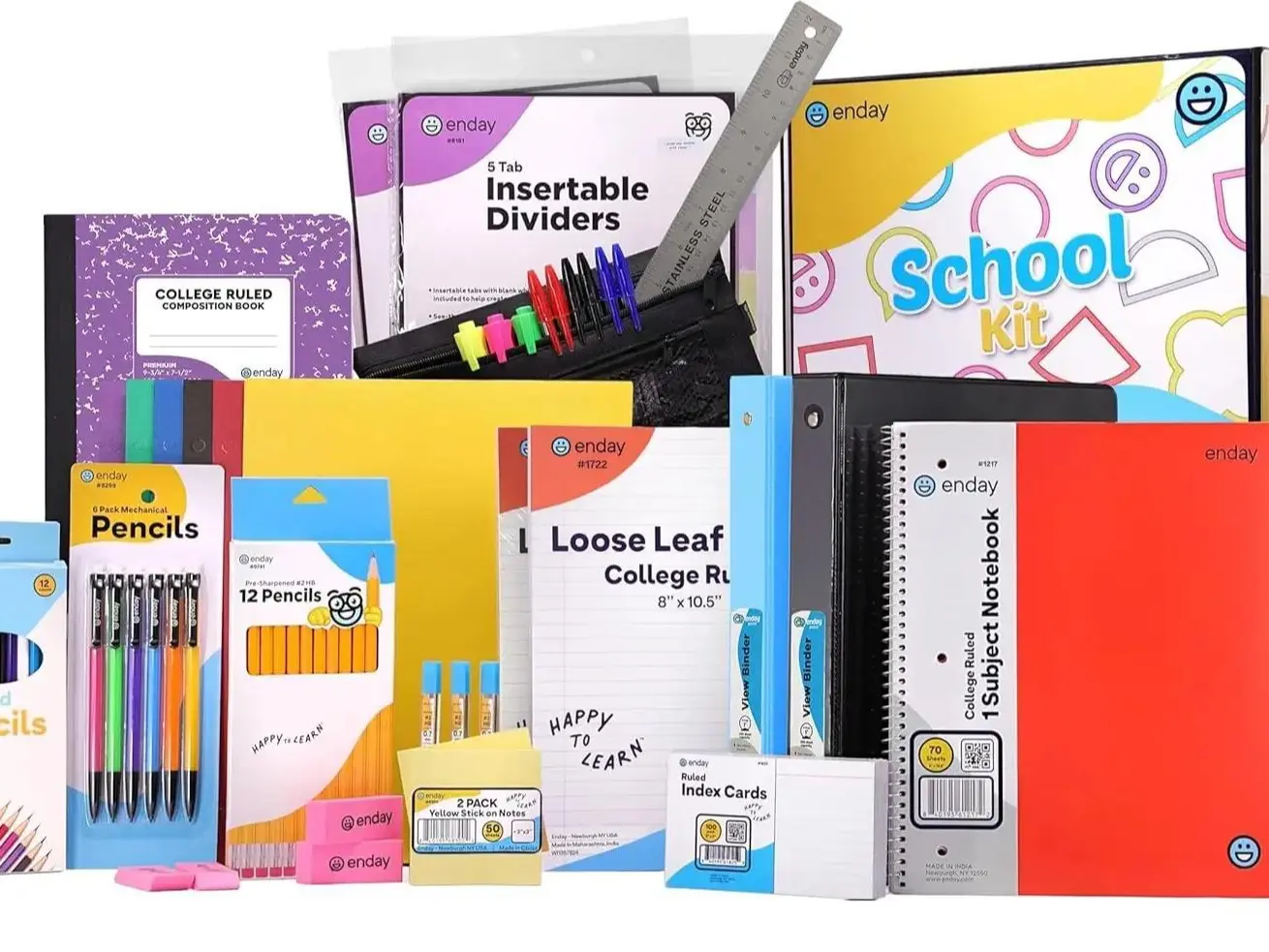 105-Piece School Supplies Kit for High School & College – Binders, Notebooks, Folders, Pens, Pencils, Sticky Notes, Dividers, Ruler, Erasers & More