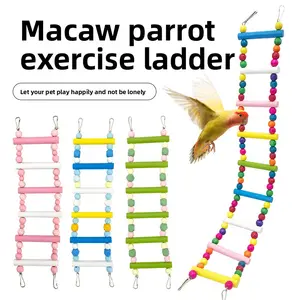 Parrot toy ladder, macaron-colored climbing ladder, swing stand for budgies and lovebirds, and birdcage decorations