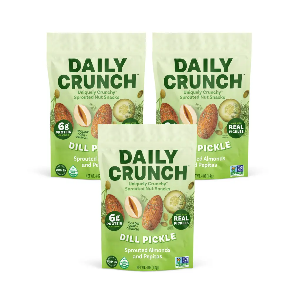 Daily Crunch Dill Pickle Sprouted Almonds & Pepitas Snack - Real Pickles, No Added Sugar, 6g Protein Crunch