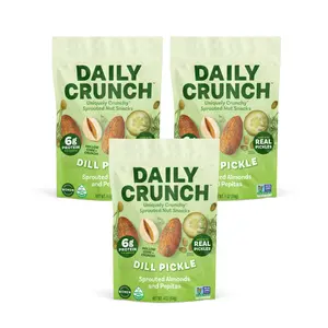 Daily Crunch Dill Pickle Sprouted Almonds & Pepitas Snack - Real Pickles, No Added Sugar, 6g Protein Crunch