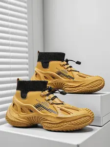 Men's Durable Tire Sole Outdoor Lightweight Hiking Boots, Stretch Strap Design, Easy On/off, Windproof Waterproof Non-Slip, Suitable for Outdoor Sports