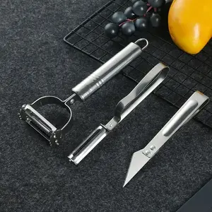 Super Sharp Steel Vegetable and Fruit Peeler Set, Dual Layer Design, High-Efficiency Slicing and Peeling, Durable Kitchen Tool