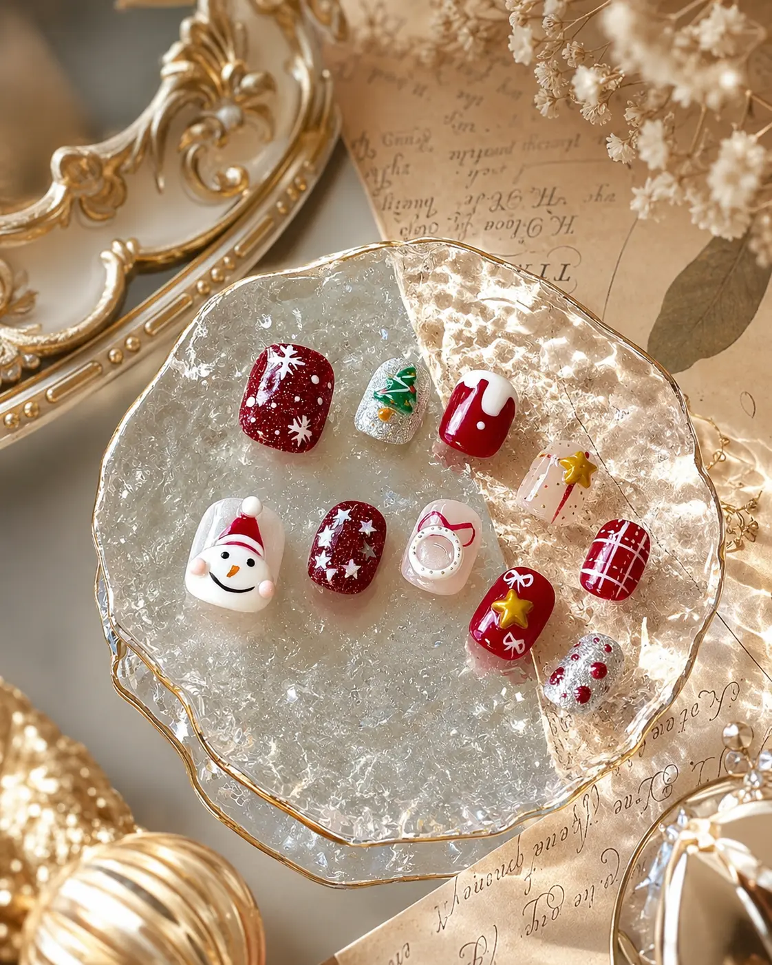 Christmas Short Square Press-On Nails, Beauty & Personal Care Nail Art Decoration Accessory