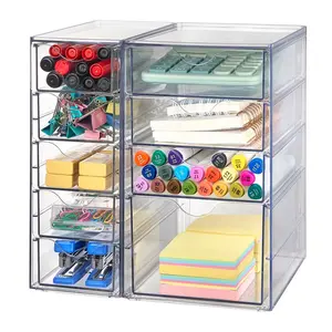 Acrylic Organizer with 9 Drawers, Clear Storage Drawers, Desk Organization and Storage