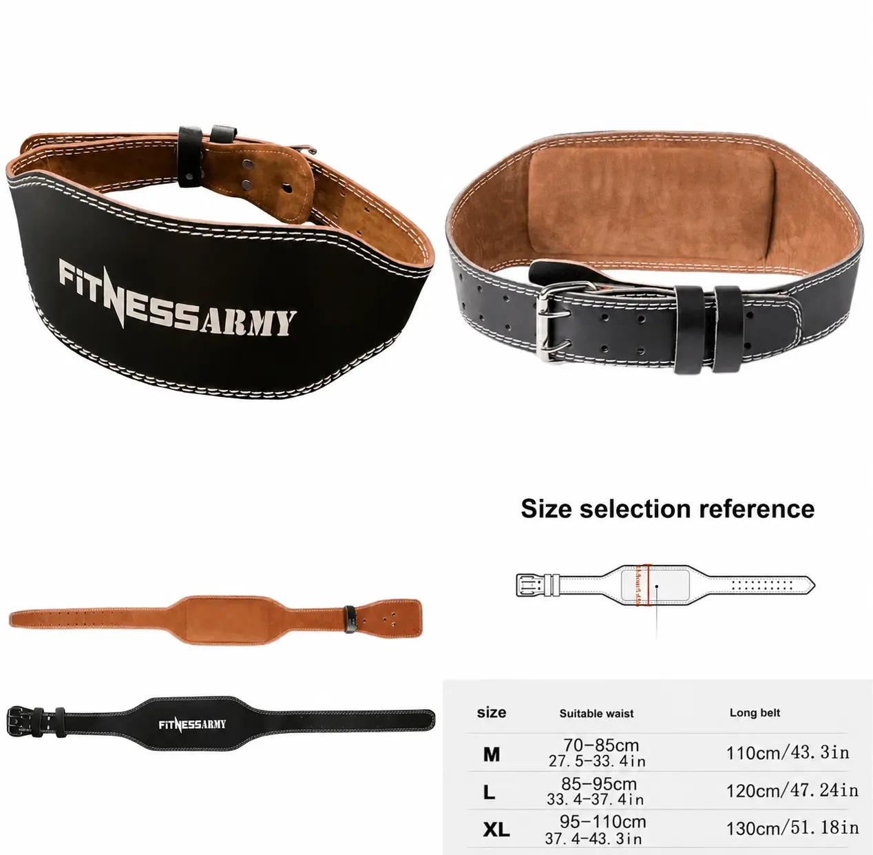 FITNESSARMY Premium Leather Weightlifting Belt