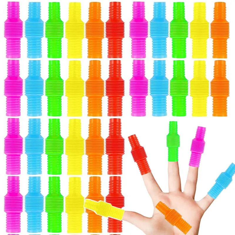 Unisex Rainbow Mini Pop Tubes Fidget Toys (10-20PCS) - Rainbow Sensory Plastic Bellow Pipes, Antistress Reliever, Kids' Funny Gift for Children Development & Sensory Activities