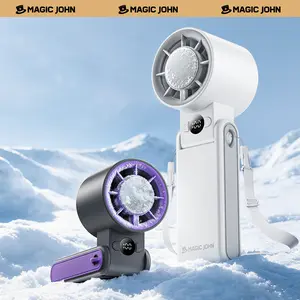New-MAGIC JOHN 3 in 1 Mini Handheld Cooling Fan, 100 Speed Adjustable & Cooling, 3600mAh Battery for 10H Runtime, Smart LED Display Foldable Neck/Desk/Hand Fan, Pocket Design for Travel/Summer/Concerts