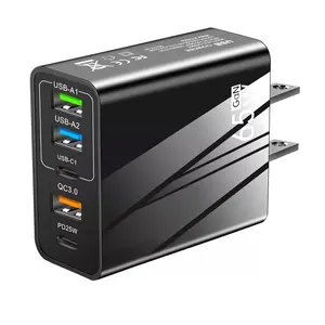 PD 65W Type C PD+3 USB Travel Fast Charger for Mobile iPhone, iPad, Samsung Galaxy, Google Pixel, Sony, Switch, Moto, LG, HTC, Speaker