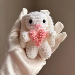 Little Bunny love Amigurumi Keychain - Adorable Crochet Bunny Charm for Handbags and Accessories
