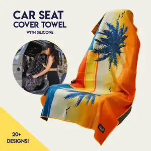 Retro Sunset Car Seat Cover Towel - Silicone-Lined Hood Universal Fit Car Seat Cover Towel for Sweat Protection