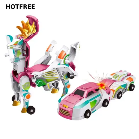 Hotfree Magnetic Dinosaur Transformer Car Toy, 2‑in‑1 Collision Transforming Cars Morph into Dinosaur & Flying Dragon, Magnetic Crash Deformation Toy, Christmas Birthday Gift for Kids Boys Girls