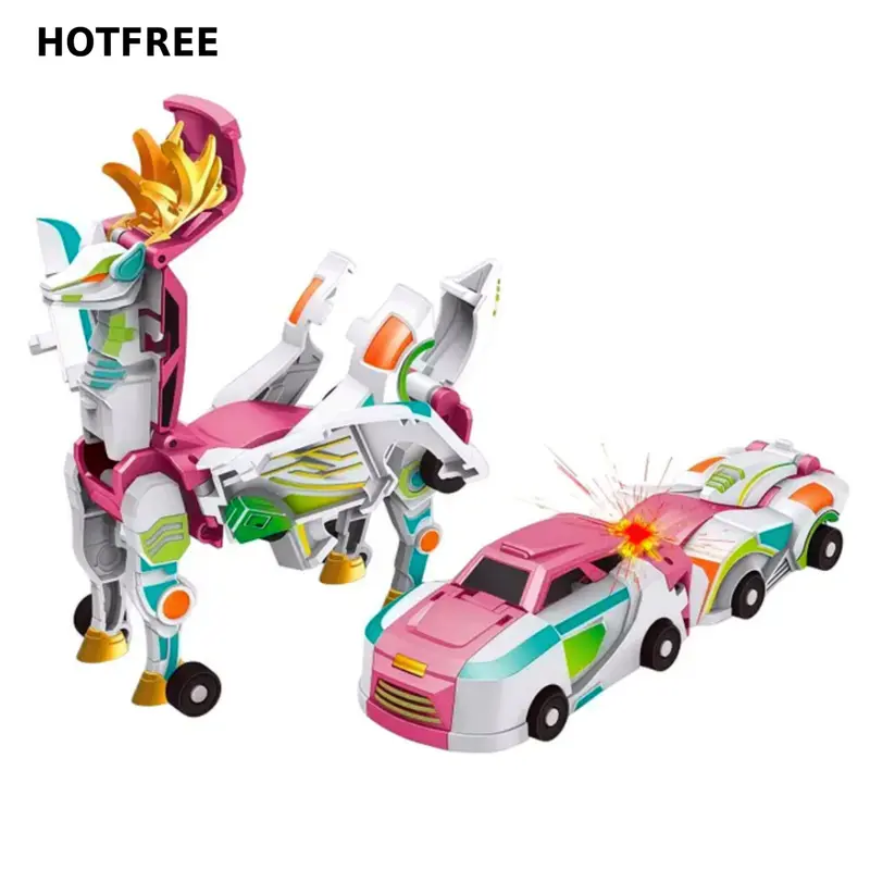 Hotfree Magnetic Dinosaur Transformer Car Toy, 2‑in‑1 Collision Transforming Cars Morph into Dinosaur & Flying Dragon, Magnetic Crash Deformation Toy, Christmas Birthday Gift for Kids Boys Girls