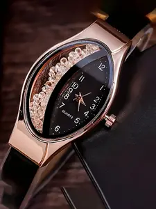 Ladies quartz watch, fashionable ladies bracelet watch, featuring a leather strap, suitable as a festival gift for women, or a Valentine's Day gift.