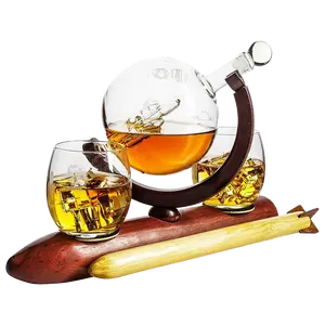 Rocket Whiskey Decanter Set, Solar System With Planets Globe Decanter