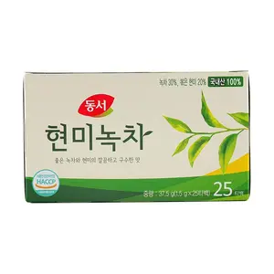 DONGSUH Korean Roasted Brown Rice Green Tea Bags - Metabolism Boost & Wellness Drink, 25 Bags (37.5g)