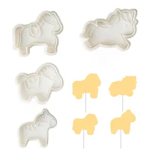 4Pcs ,New Arrival, Horse pop cake mold, Horse Cookie Mold, Cute Animal Sugar Paste Stamp, Home Baking Tool, Small Horse Biscuit Mould, Ca Prop 65 Compliant