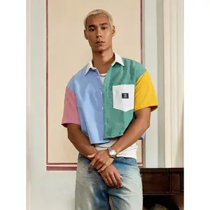 SWAVVY Men's Woven Fashionable Casual Loose Fit Cropped Long Sleeve Shirt