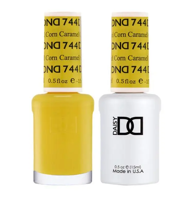 DAISY DND Nail Polish Duo Set - UV Gel & Matching Lacquer for Nail Art Manicure, #744 Caramel Corn, Nail Care, Bottle