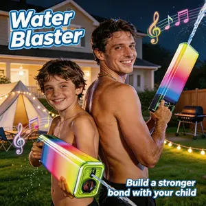 Family Summer Break Electric Water Blaster – 1250ml Tank with Sound Effects & Flowing LED, Outdoor Beach Camping Toy for Kids & Adults