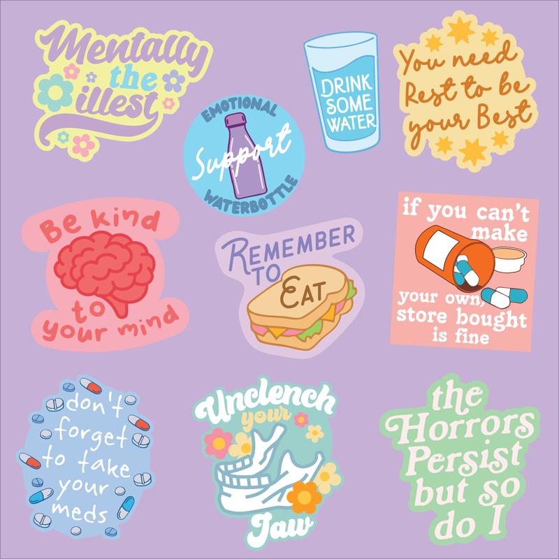 Mental Health Sticker Extra Large Stickers for Adults Funny Adhesives with Memes Funny Stickers with Colorful Graphic Decals Funny Sarcastic  Multi