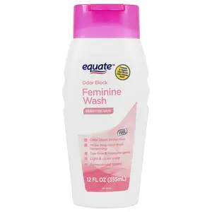 Equate Odor Block Feminine Wash for Sensitive Skin - pH-Balanced Gentle Daily Cleanser 12 fl oz with Odor Block Technology