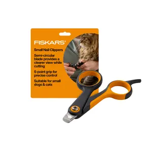 Fiskars Small Pet Nail Clippers with Semi-Circular Blade for Improved Visibility & 5-Point Grip for Precise Control Suitable for Small Dogs & Cats