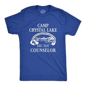 Mens Camp Crystal Lake T shirt Funny Graphic Camping Vintage Adult Novelty Tees Mens Funny T Shirts Cool Vintage Fashion T-Shirt Gift Classic Menswear Halloween Apparel for Men Funny Movie Short Sleeve Novelty