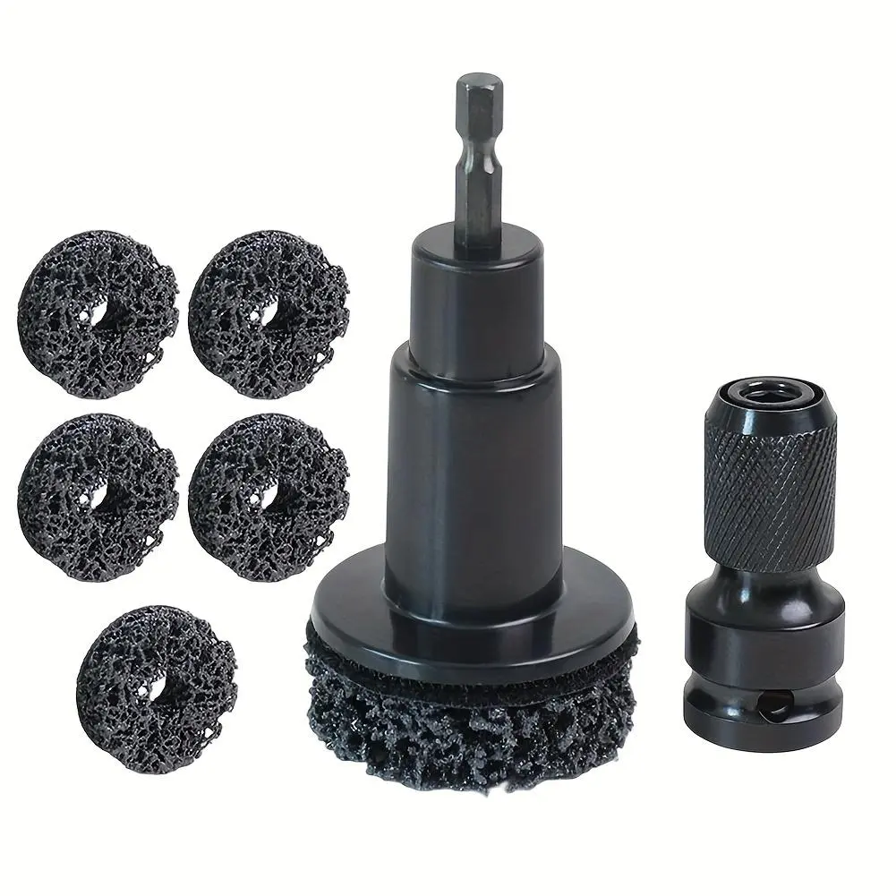 Wheel Hub Axle Brake Disc Grinding Head - Hardened Plastic Model - Automotive Wheel Hub Rust Removal Tool + 5 Grinding Heads