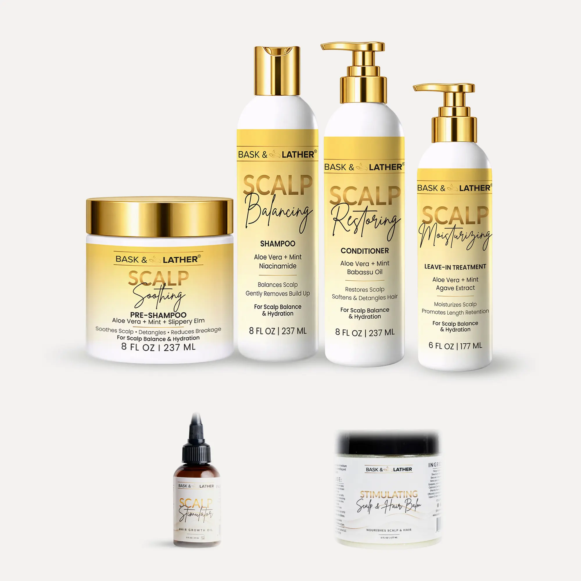 Mega Scalp Therapy System 6 Piece Bundle | Scalp Stimulator Oil with Rosemary | Scalp Stimulator Balm 6oz
