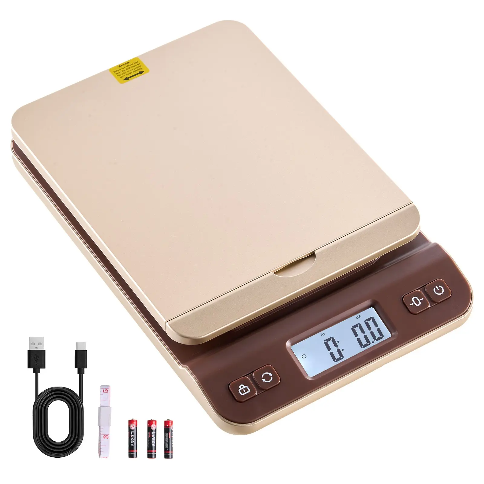 VEVOR ABS Plastic Digital Shipping Scale - 0.1 oz High Accuracy, 40 kg (88 lbs) Capacity, USB Compatible, Hold/Tare/Auto-Off Mode, Flip Holder, Easy Calibration, 3 x AA Batteries Included, for Home Use (1.7 lbs Net Weight)