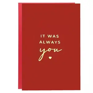 It Was Always You Romantic Foil Heart Greeting Card, Simple Design for Valentine's Day, Anniversary, Wedding Wishes for Loved Ones, Positive Message Card