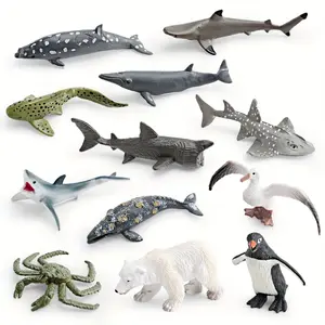Mini Ocean Animal Model Toy, 12pcs/set Realistic Marine Animal Model, Model & Animal Toy for Home & Office Decor, Decor Figurine